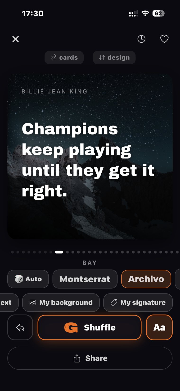 Motivation card — your own fonts and backgrounds